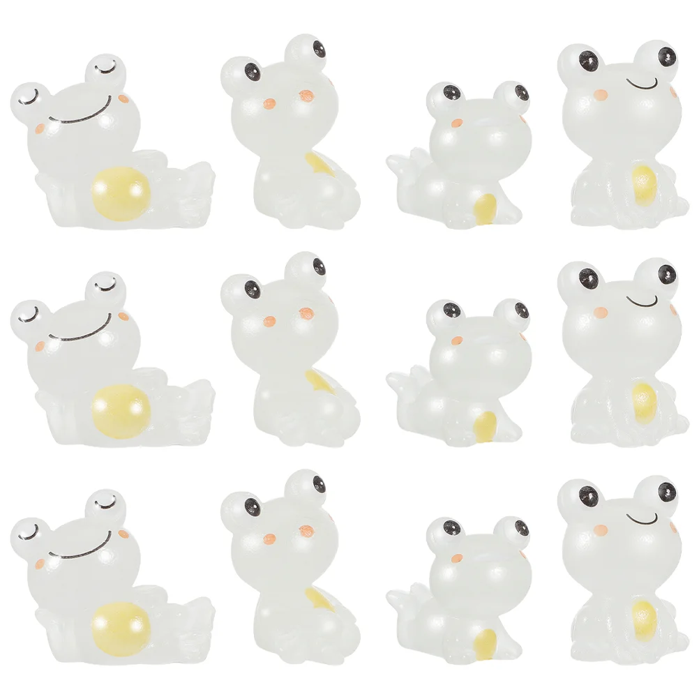 

12Pcs Miniature Resin Frog Decorations Glow In The Dark Frogs Statues Mini Frog Modeling Figurines
