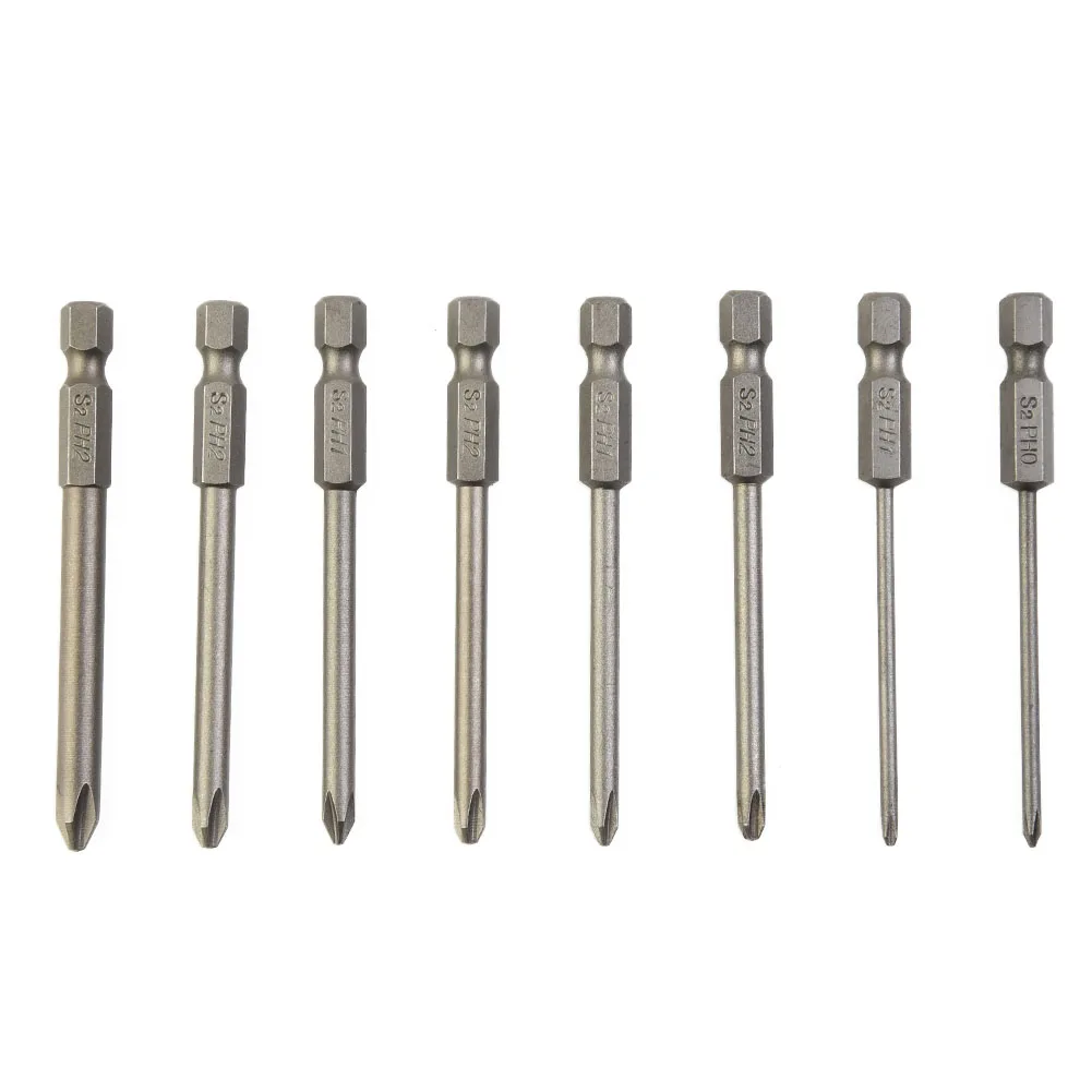 8-teiliges Set 75mm Lange Magnetische 1/4 Zoll Sechskant-Kreuzschlitz-Schraubendreher-Bits Elektrische Schraubendreherköpfe PH0 PH1 PH2 Schraubendreher-Bits Handwerkzeug – Detail 2
