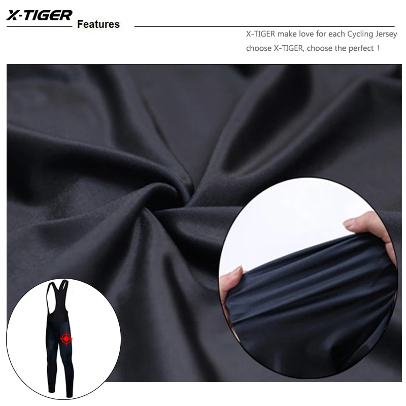 X-TIGER Whole Black 5D GEL Pad Pro Women's Cycling Bib Pants 5