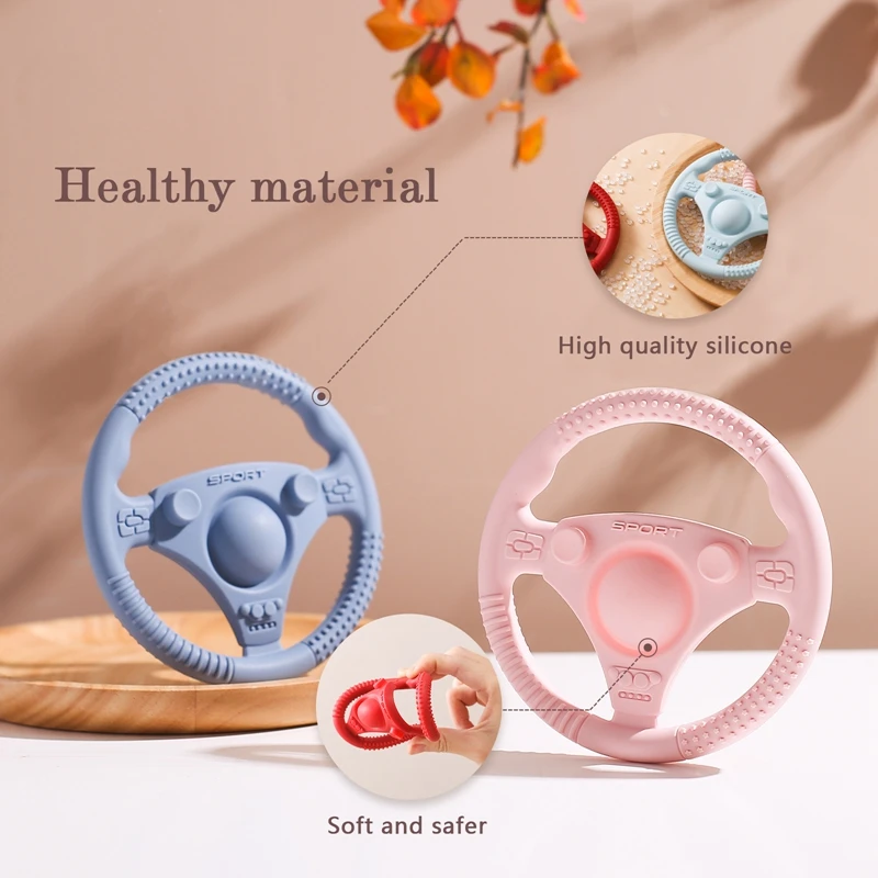  스티어링 휠 젖니가 남 장난감 어린이 BPA 무료 고품질 실리콘 어금니 씹는 젖꼭지  Teether 반지 젖니가 남 장난감