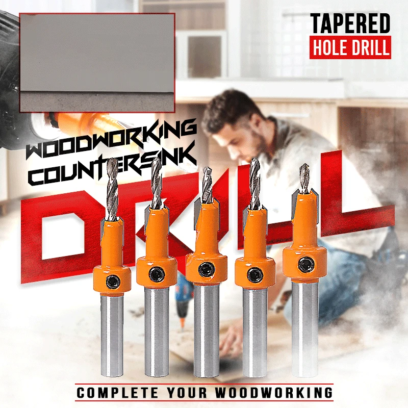 

8mm Shank HSS Woodworking Countersink Router Drill Bits Set Screw Extractor Remon Demolition Wood Milling Cutter Alloy Drill Bit