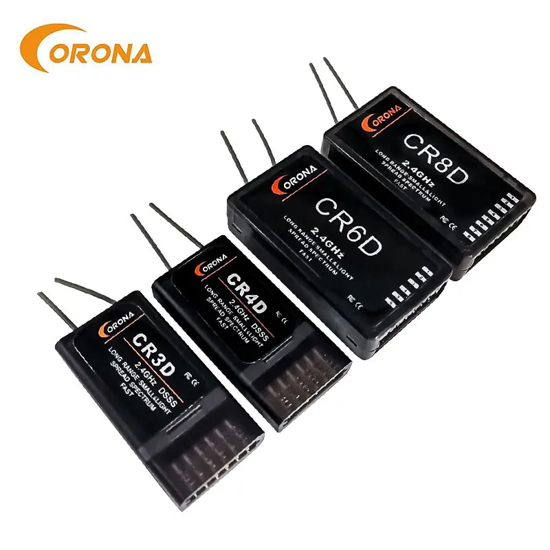 

Corona CR3D/CR4D/CR6D/CR8D 2.4Ghz 3CH ~ 8CH Receiver (V2 DSSS) Compatible with CT8Z/CT8J/CT8F for RC Air Plane Fix Wing Drones