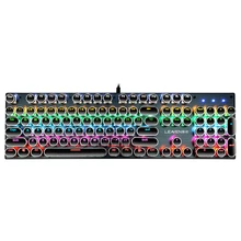  Retro Punk Gaming Mechanical Keyboard USB Wired 104 Keys with RGB Backlight Red/Blue Switch for PC  Gamer Computer 