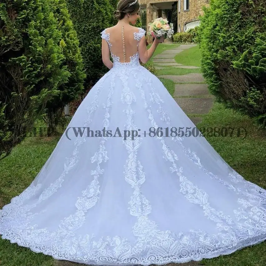 fa136 barato ilusão vestido de noiva o-pescoço bola vestido princesa de  casamento apliques luxo noiva vestido sexy roupão