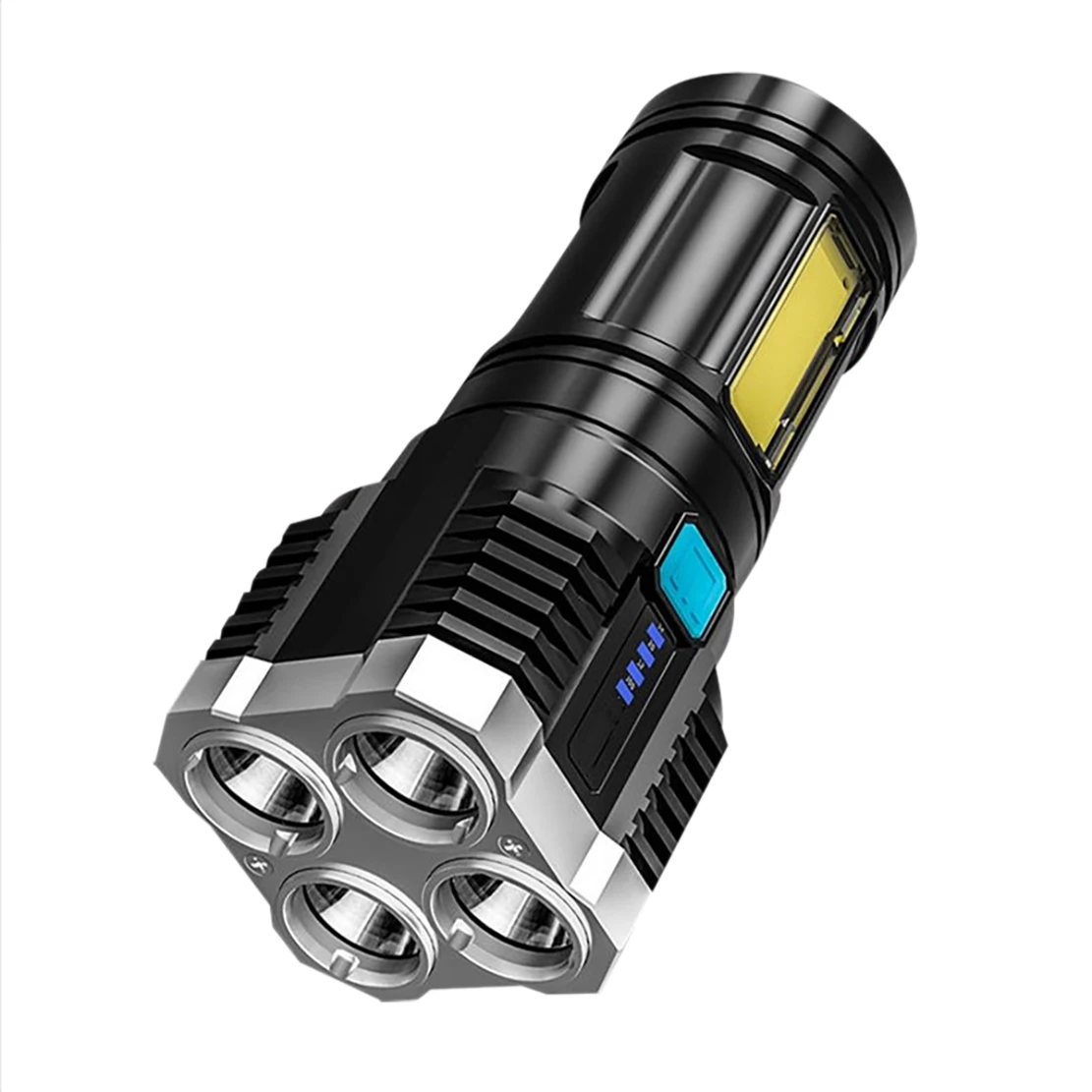 

4-Core Flashlight Super Bright Rechargeable Flashlight Multi LED Long-Range Spotlight COB Light for Outdoor Fishing