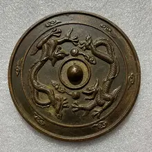 

China Fine Workmanship Bronze Sculpture Lucky Geomantic Omen Wealth“Ssangyong”Bronze Mirror Metal Crafts Home Decoration