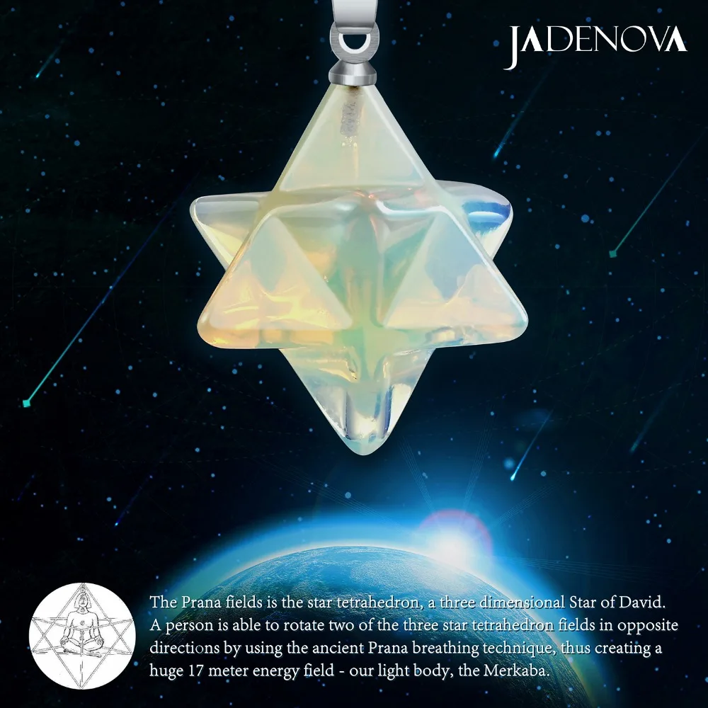 3d merkaba estrela colar pingente chakra reiki energia cura cristal jóias 18 Polegada aço inoxidável corrente