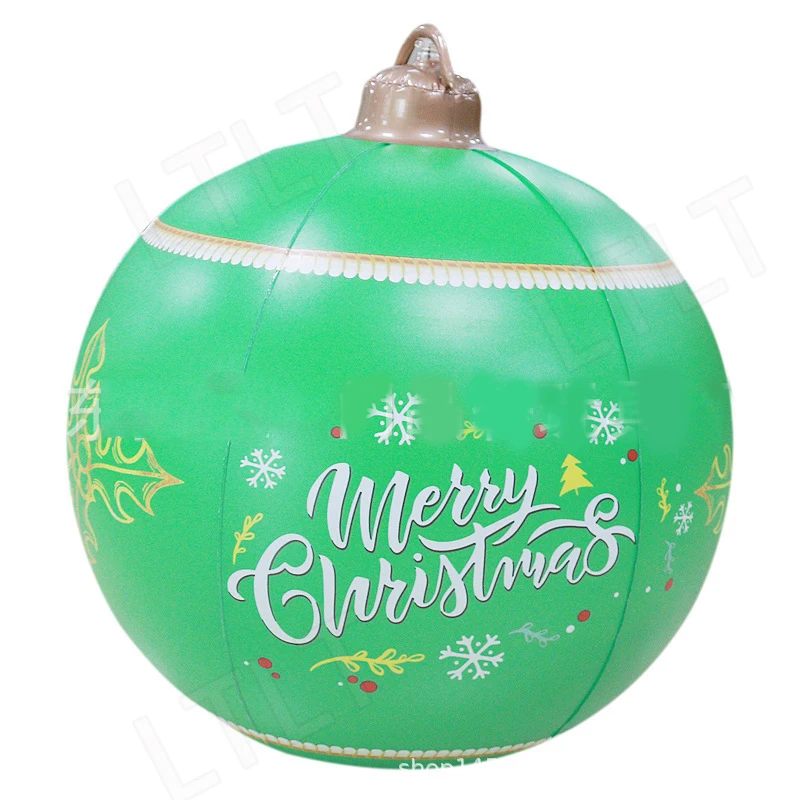 thumbnail image 1 of Bola inflable navideña para exteriores de 60 cm decorada con PVC, bolas grandes con luz brillante, bolas decorativas para árboles, pelota de juguete para exteriores, 1 of 5