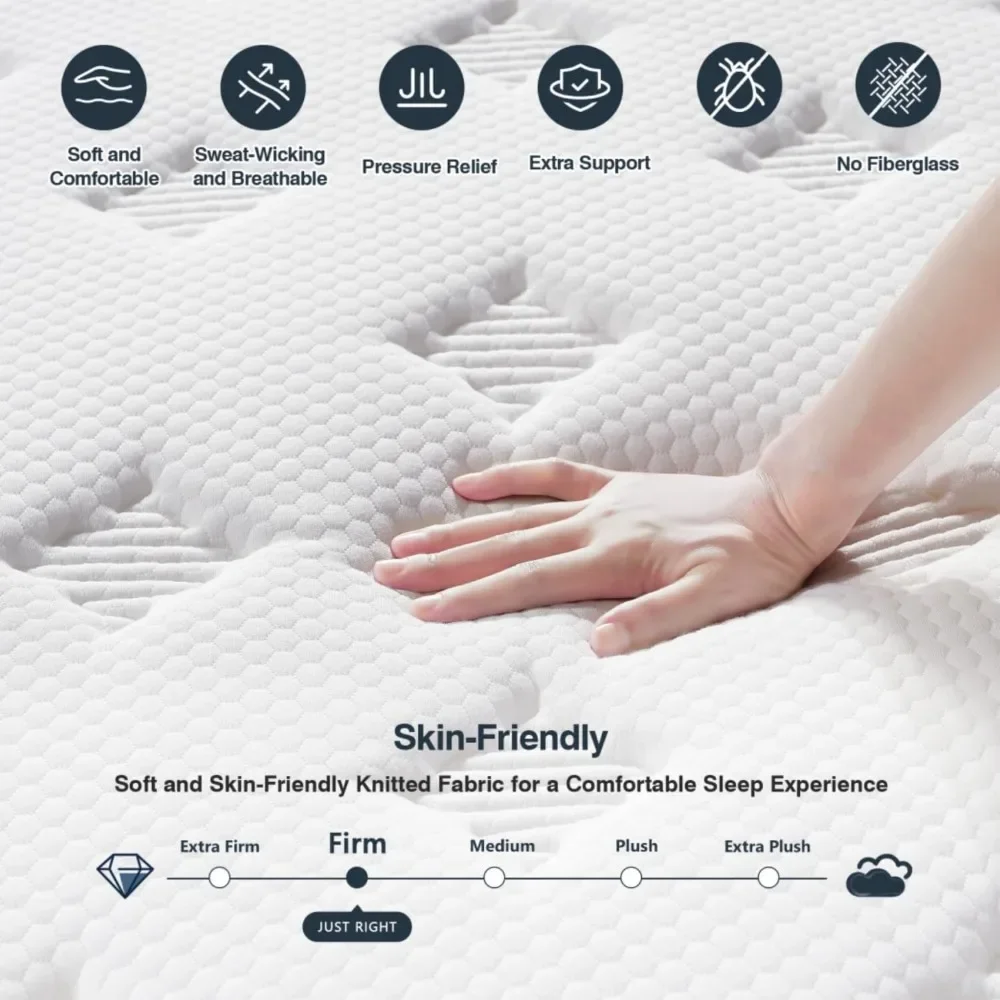 Queen Size Mattress, Upgrade Strengthen Medium 12 Inch Hybrid Queen Mattress in A Box, Mattress Queen Size With High Density 3