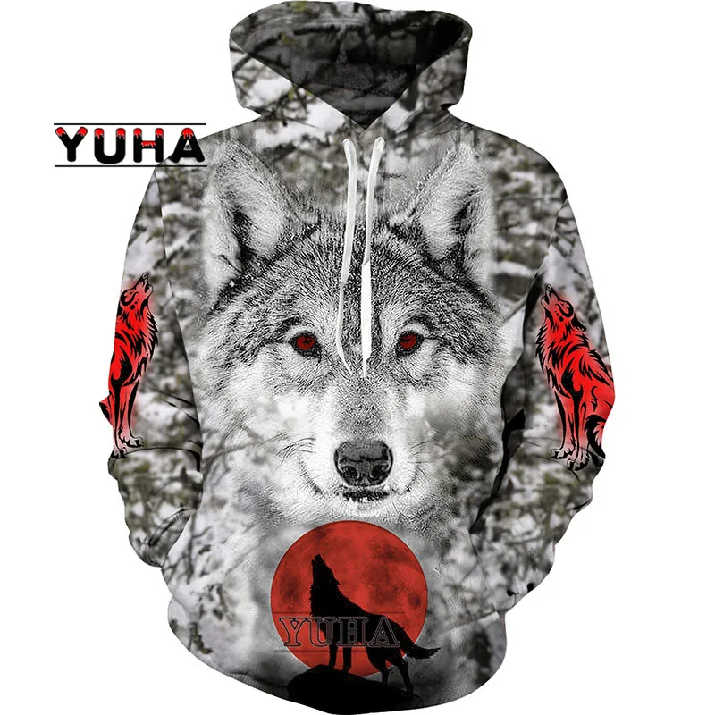 thumbnail image 1 of Sudadera unisex con estampado 3D de lobo, sudadera con estampado de animales, ropa de calle para hombre, 1 of 5