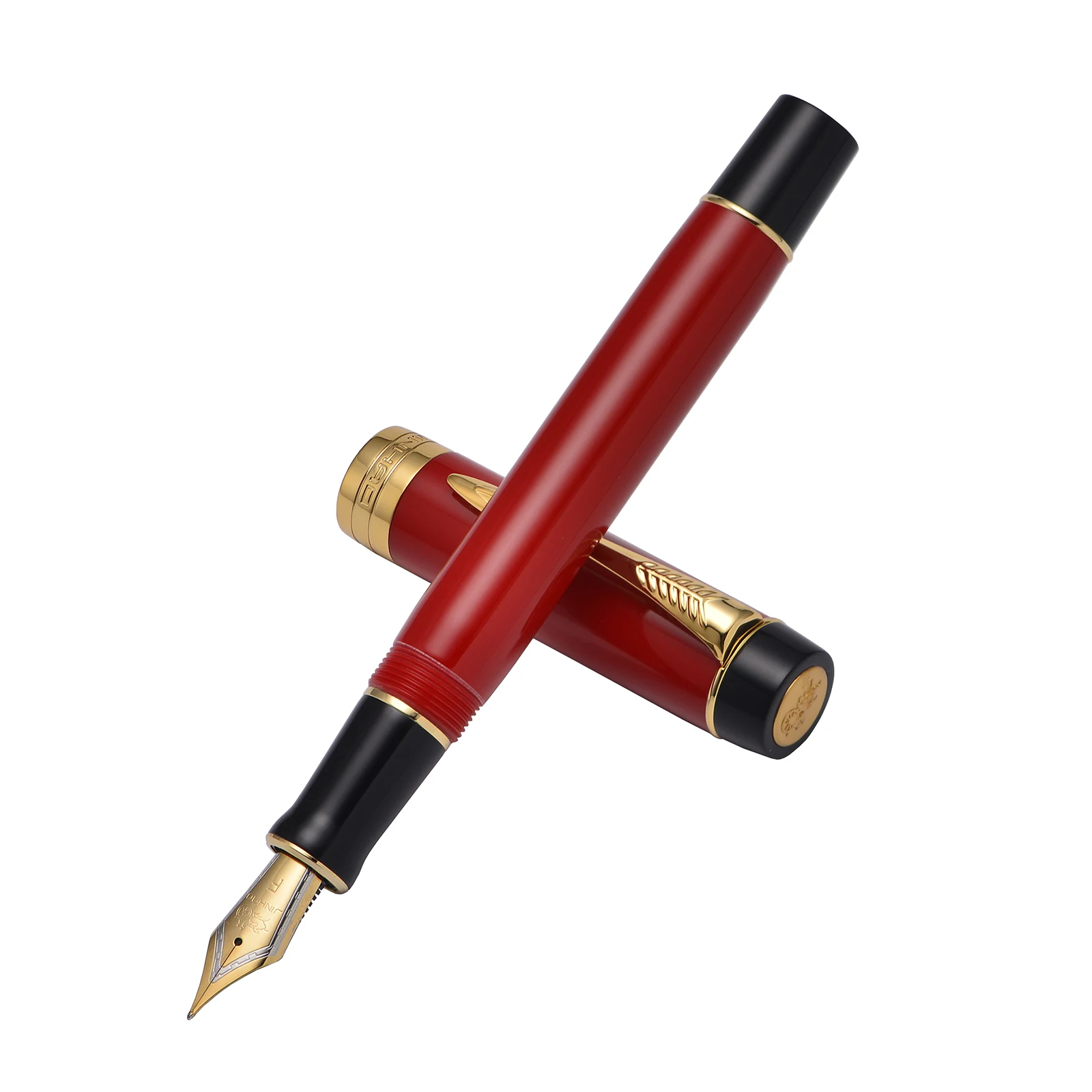 Jinhao 100 Centennial Dark Red Resin Fountain Pen Arrow Clip EF/F/M/Bent Nib with Converter Writing Business Office Gift Ink Pen