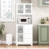 64'' Tall Kitchen Storage Cabinet, Kitchen Hutch with Microwave Stand, Pantry Cabinet with Adjustable Shelves, for Kitchen 3