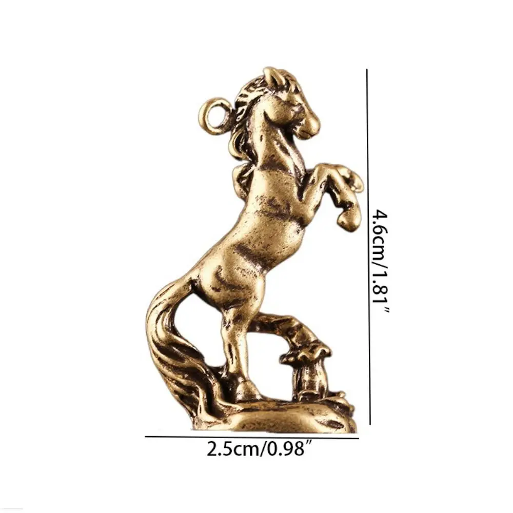 Brass Horse Step on Coins Lucky Statue Feng Shui Desk Ornament Zodiac Animal Figurines Miniatures Pure Copper Crafts Collections