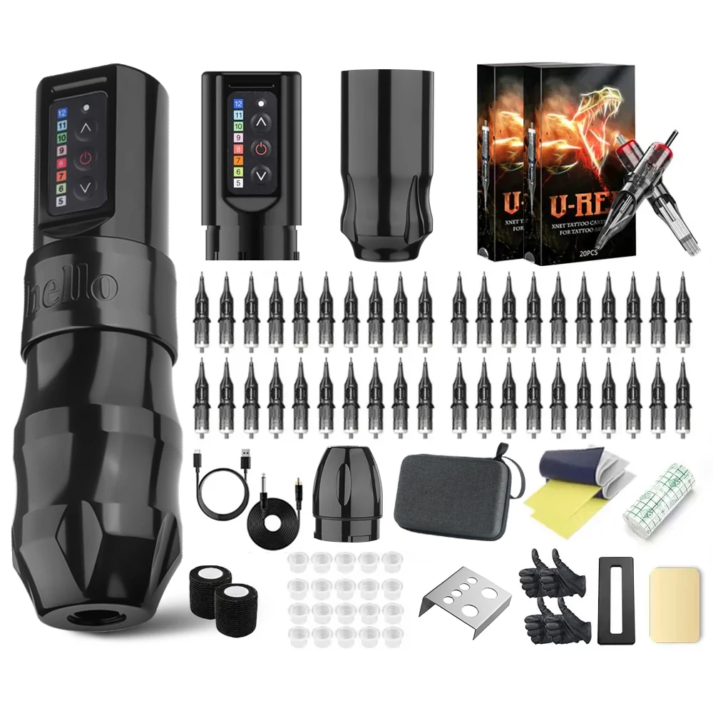 Kiss Of Dragon EXO Professios Wireless Tattoo Machine Pen Kit Battery Capacity 2400mA Cartridge Rotary Pen Beginners for Body