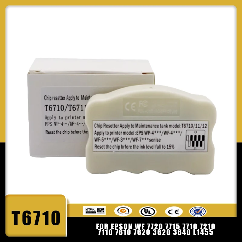 Vilaxh 1Pc T6710 T6711 Resetter Del Chip Della Scatola Di Manutenzione Dell'Inchiostro Per Epson Wf 7720 7715 7710 7210 7110 7610 7620 3620 3640 L1455