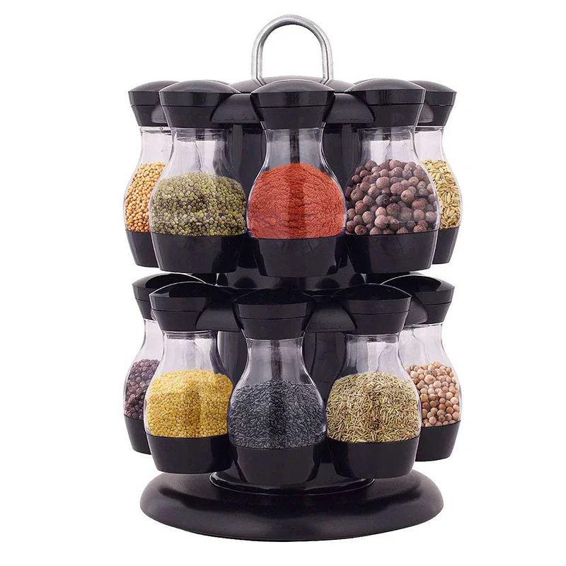 

8Pcs Condiment Set 360 Rotating Spice Jar Rack Kitchen Cruet Condiment Bottle Coffee Sugar Seal Jar Container Rack