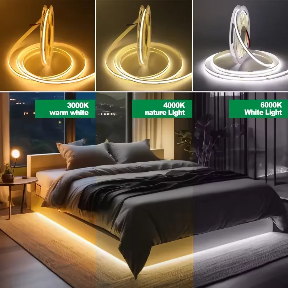Tuya Zigbee 3.0 COB LED 스트립 라이트 12V 5M 10M 따뜻한 백색 유연한 조광 가능 라이트 320leds/m 홈 장 Alexa Google 호환
