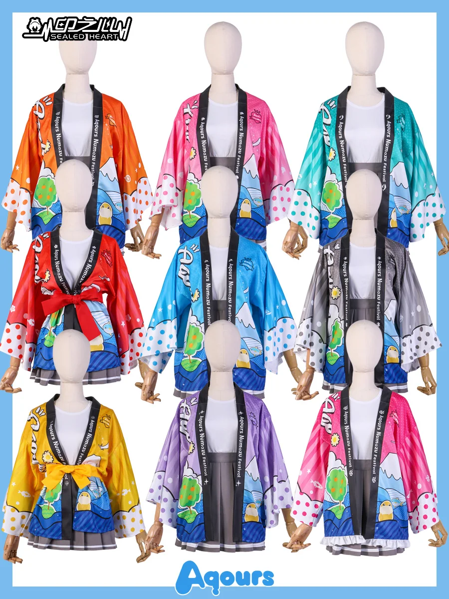 

COSLEE LoveLive!Sunshine!! Aqours Chika Matsuura Kanan Ruby All Members Cosplay Costume Kimono Haori Coat Top Halloween Party