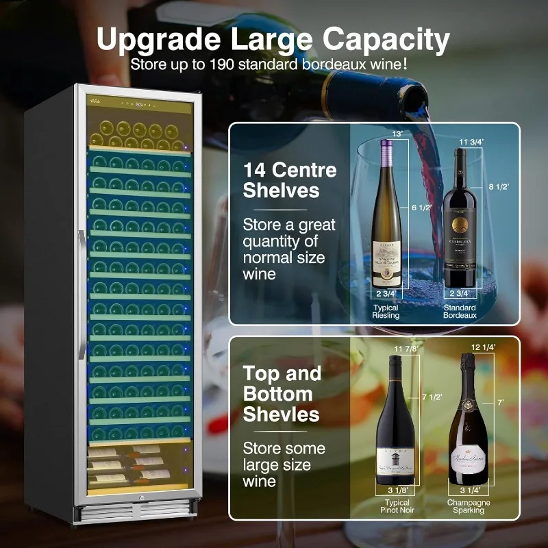 190 Bottle Wine Cooler Refrigerator for Wine Enthusiasts