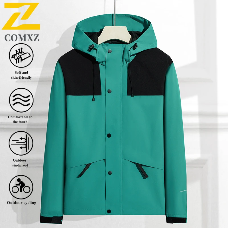 EIAO Men's Outdoor Windbreaker Spring Autumn Waterproof Windproof Hiking Fishing Camping Trendy Jackets Lightweight Thermal Coat