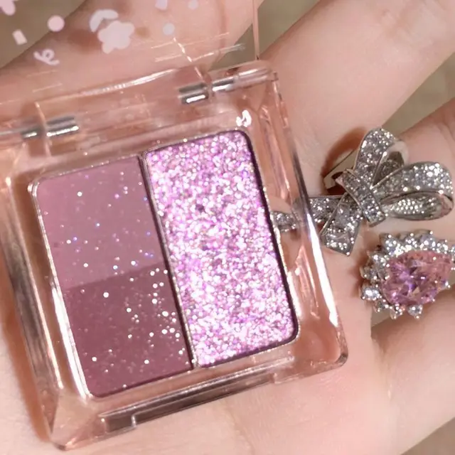 Dream Glittering Purple Eyeshadow Glitter Pearlescent Highlighter Makeup Monochrome Glossy Shiny Eye Shadow Palette