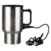 Tasse à café chauffante pour véhicule de 450ml, prise allume-cigare, tasse Thermos chauffante en acier inoxydable 12V pour la fabrication de thé et de café à l'eau chaude 6