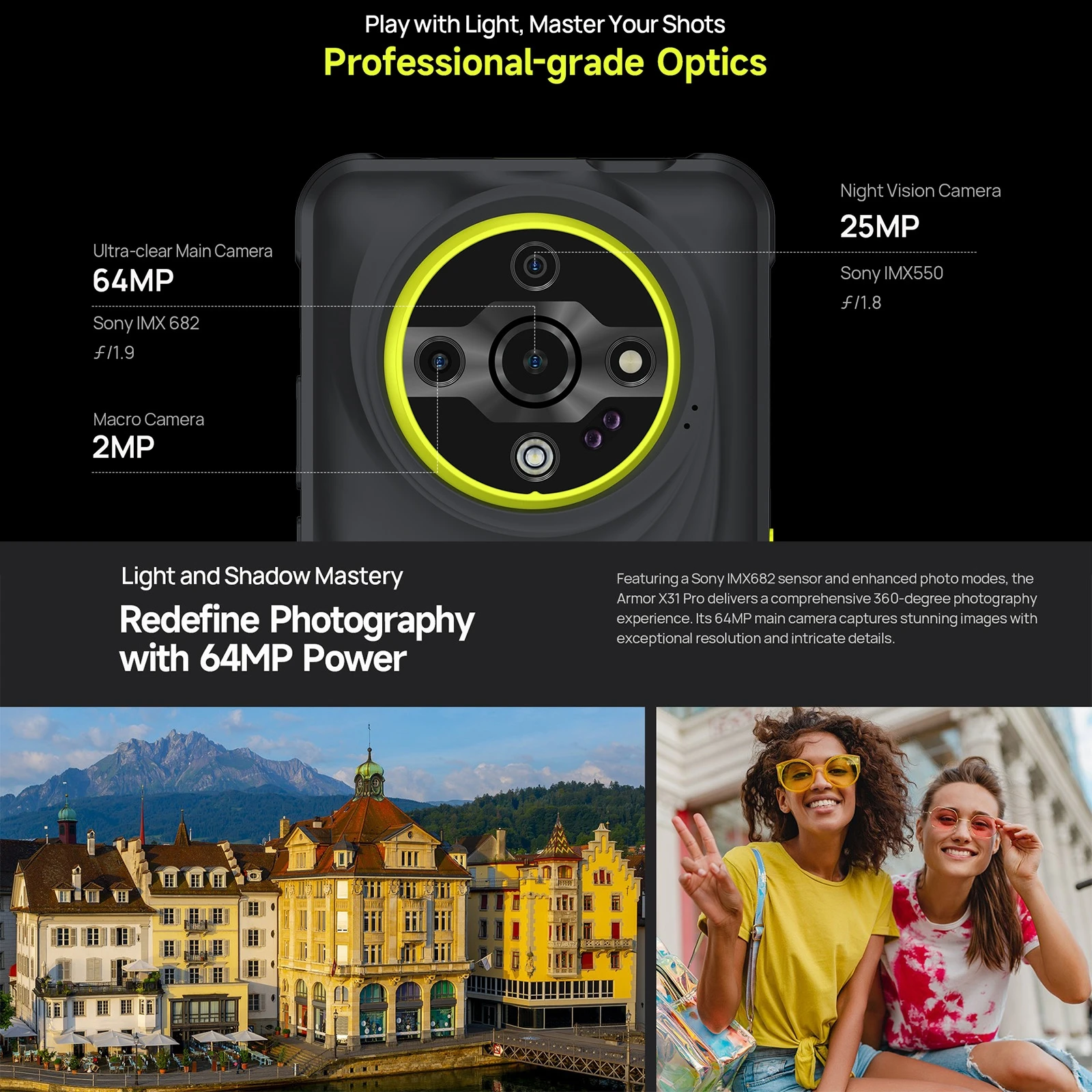 Ulefone Armor X31 Pro 5G Rugged Phone 8GB+256GB 6.56'' Android 14 Night Camera 64MP 6050mAh Dimensity 6300 NFC Smartphone