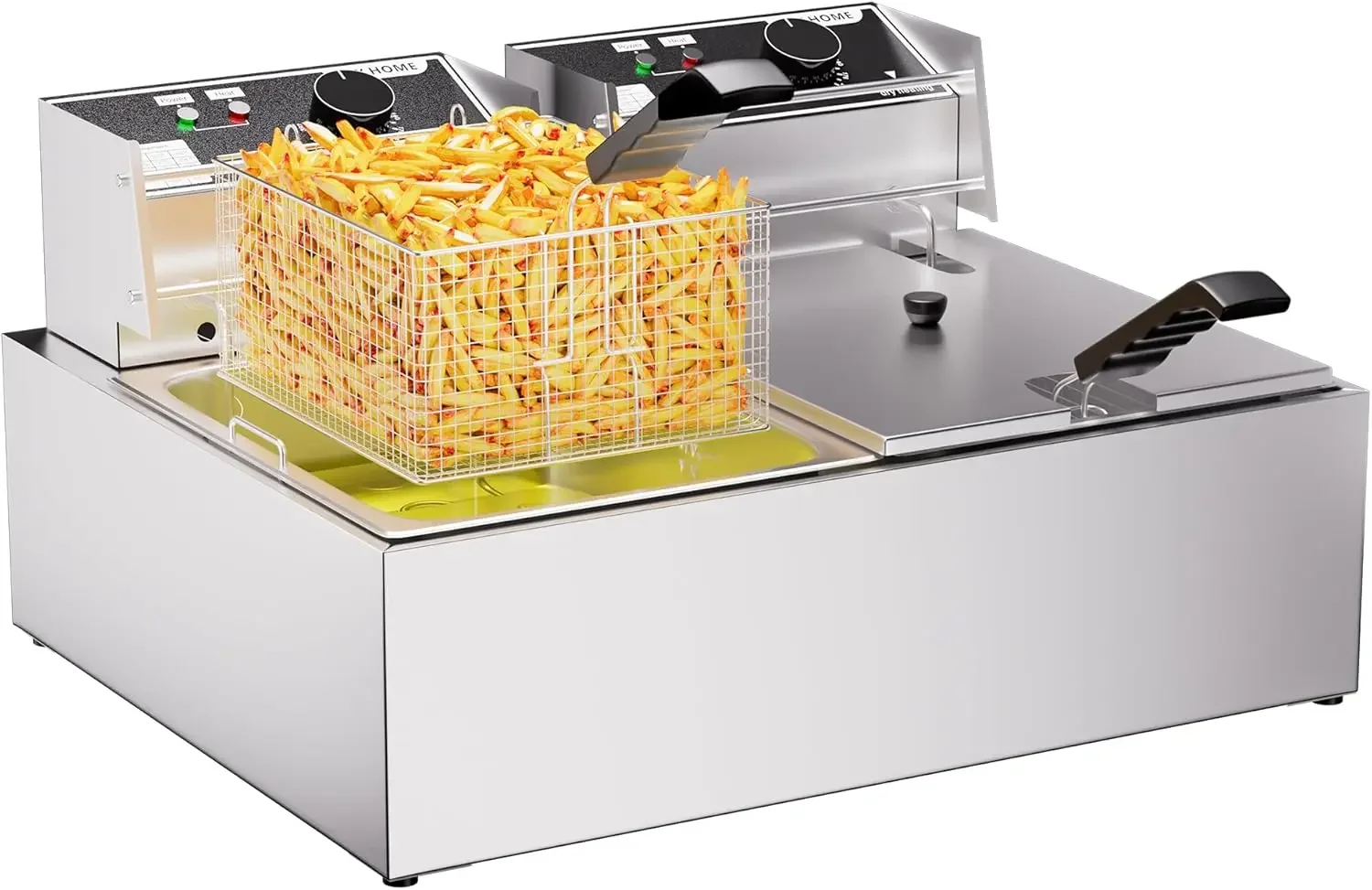 20.7Qt Deep Fryer, 3400W Electric Countertop Deep Fryer with 2 x 6.35 QT Removable Basket Commercial Fryers Frying
