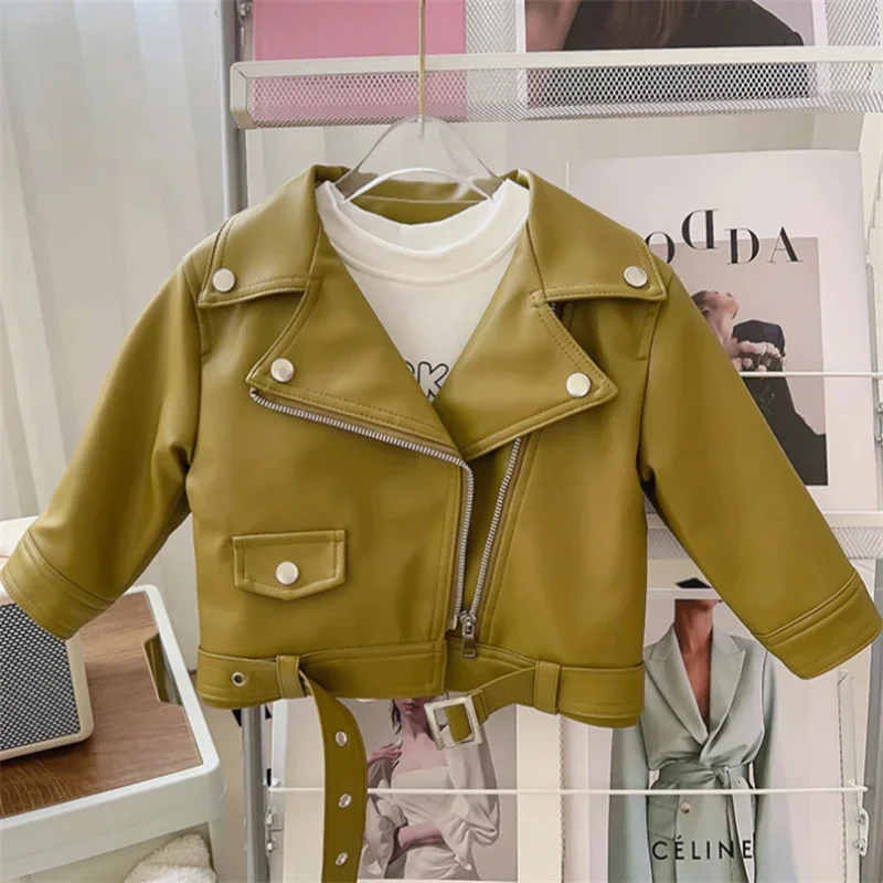 Children Leather Jackets 1-6 Year Spring Autumn Boys and Girls Washed