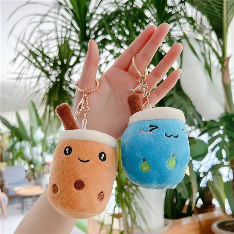 Cute Fruit Milk Bubble Tea Plush Doll Keychain Kawaii Soft Stuffed Plushies Toys Bubble Tea Keychain Backpack Pendant Girl Gifts 2