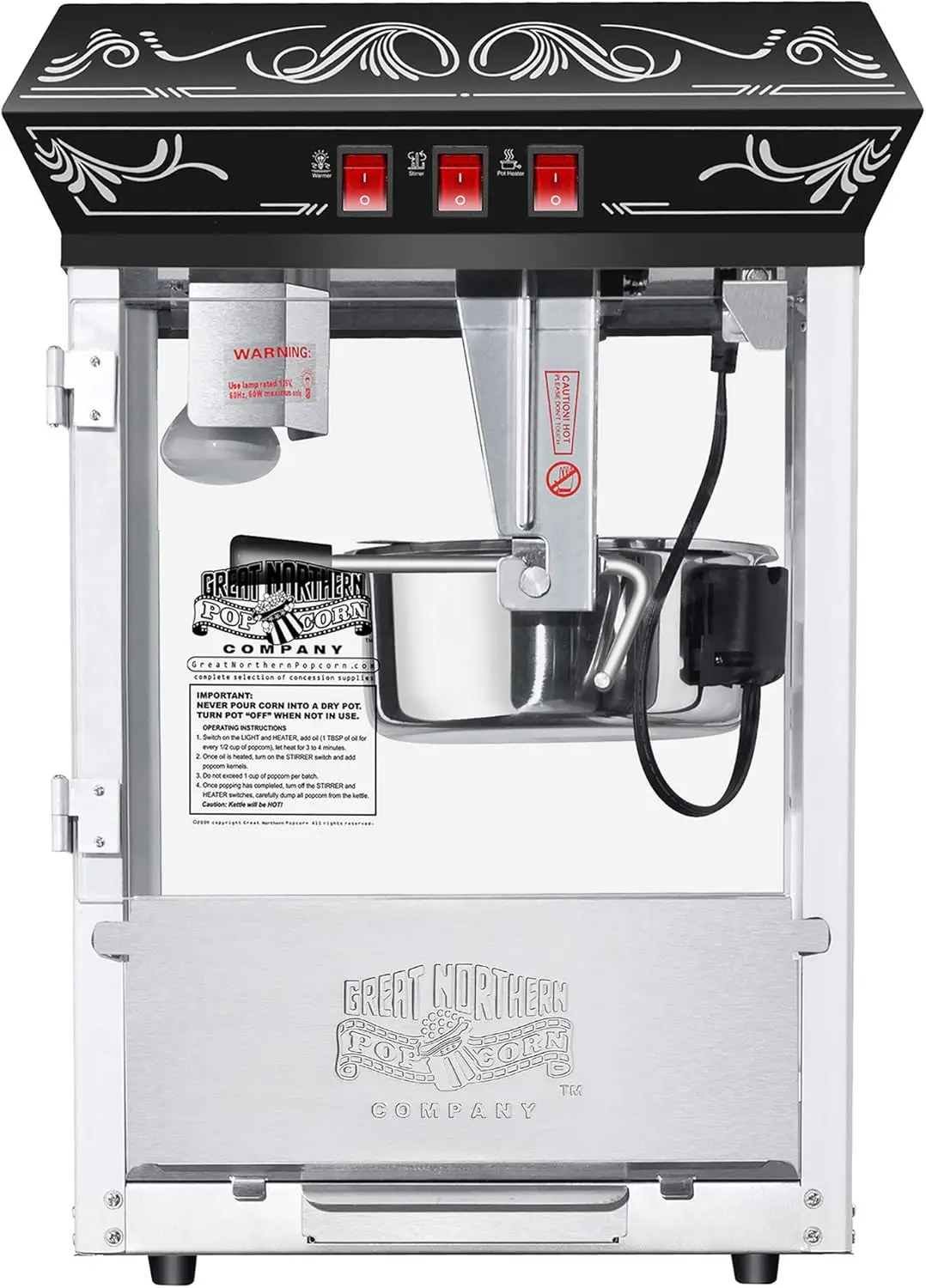 Great Northern Popcorn Popcorn Machine, 8oz, Black