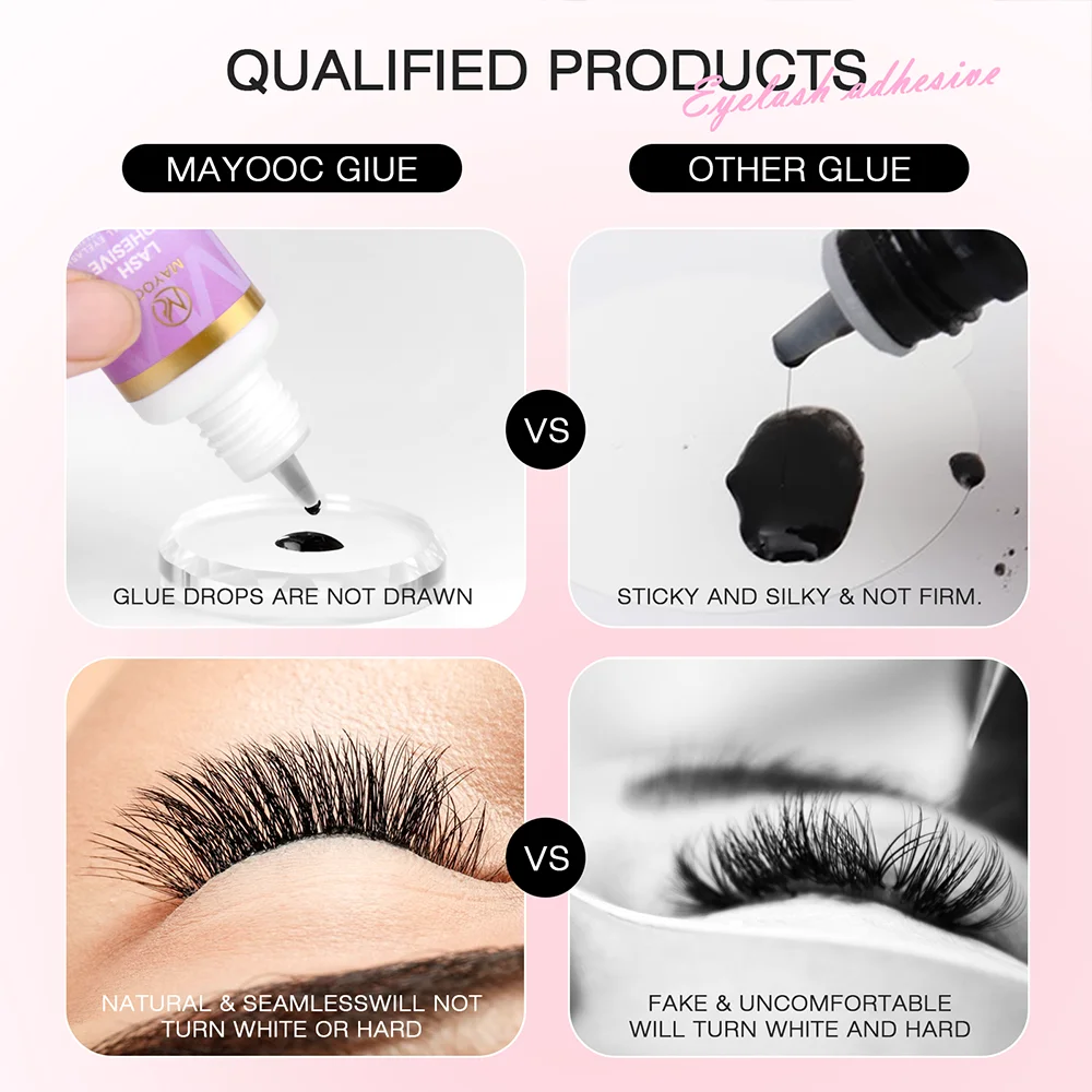 MAYOOC Fast Dry Strong Eyelash Extension Glue 5ml Adhesive 7-8 Weeks Non Odor False Lash Glue Makeup Tool Free Custom logo 2