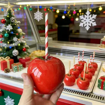Caramelo maçã doce comer açúcar doce e crocante delicioso amor maçãs encantadores modelos de comida falsa decoração para casa pr
