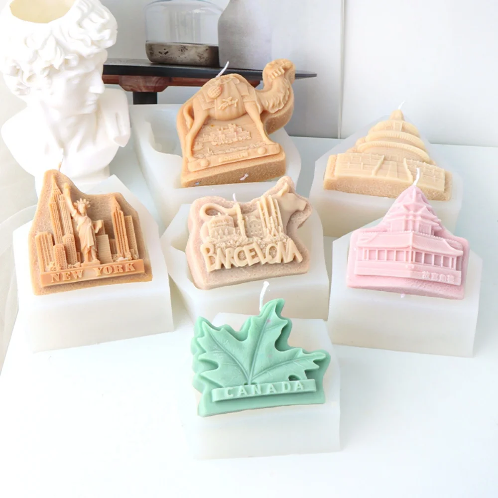 World Famous Building Flat Soap Silicone Mold The Forbidden City/Statue of Liberty Aroma Resin Plaster Animal Design Camel Tools