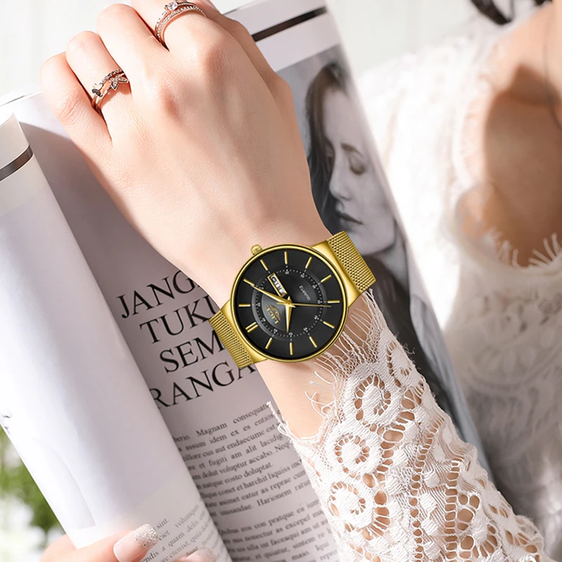 LIGE Quartz Stainless Steel  Women Wristwatch Retro Hot Style Great Japanese Movement Quality Fashion Waterproof Watch for Women