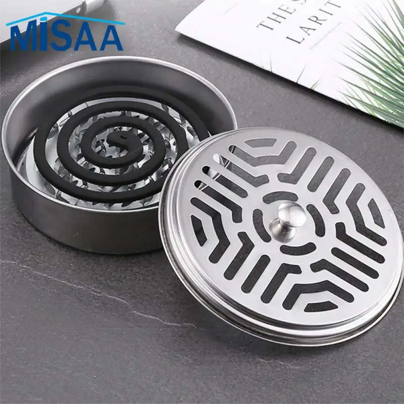 

Mosquito Coil Holder Tray Mosquito Coil Box With Cover Portable Mosquito Coils Round Rack Incense Insect Repellent Candle Holder