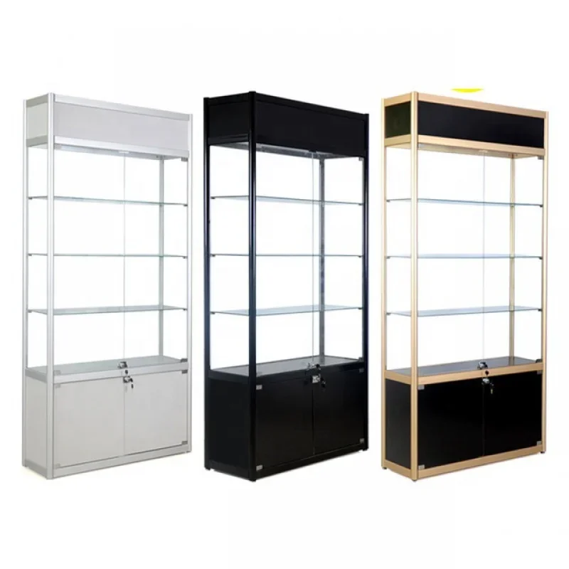 

custom，Led Light Display Showcase Customized Display Racks and Stands for Shop Aluminum Glass Display Cabinet for Sale