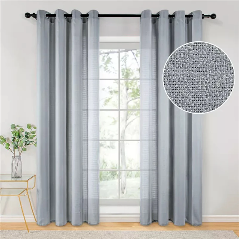 french door curtains LISM Light Luxury Weave Curtain Soft Sheer Tulle Curtain for Bedroom Living Room for Door Modern Window Treatments Curtain cream curtains