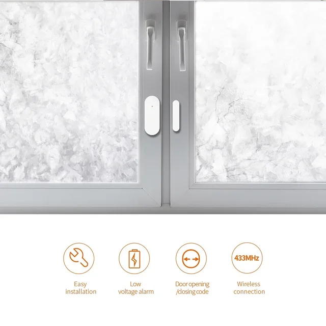 ACJ 433MHz Wireless Door Sensor Magnetic Switch Window Detector For Home Smart Alarm System Low Power Consumption EV1527 Code 4