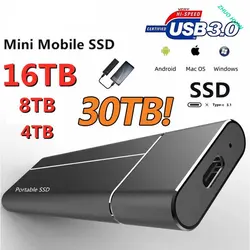 100% Original High-speed 16TB 8TB SSD 4TB 2TB Portable External Solid State Hard Drive USB3.0 Interface Mobile Hard Drive
