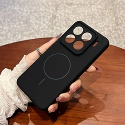 MagSafe Magnetic Liquid Silicone Case with Camera Protection and Shockproof Cover for Xiaomi 15 (Black)