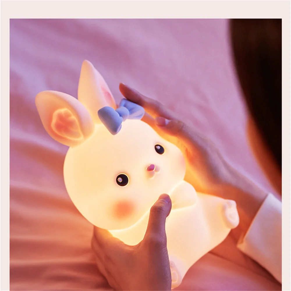Description Picture 6 of itemNew Product Rabbit Night Light Cute Rabbit USB Remote Control Silicone Pat Light Novelty lamp