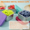 4Pcs 6oz Snack Container Stainless Steel Snack Container Sauce Box with Silicone Lids Leakproof Stackable Food Storage Container 2
