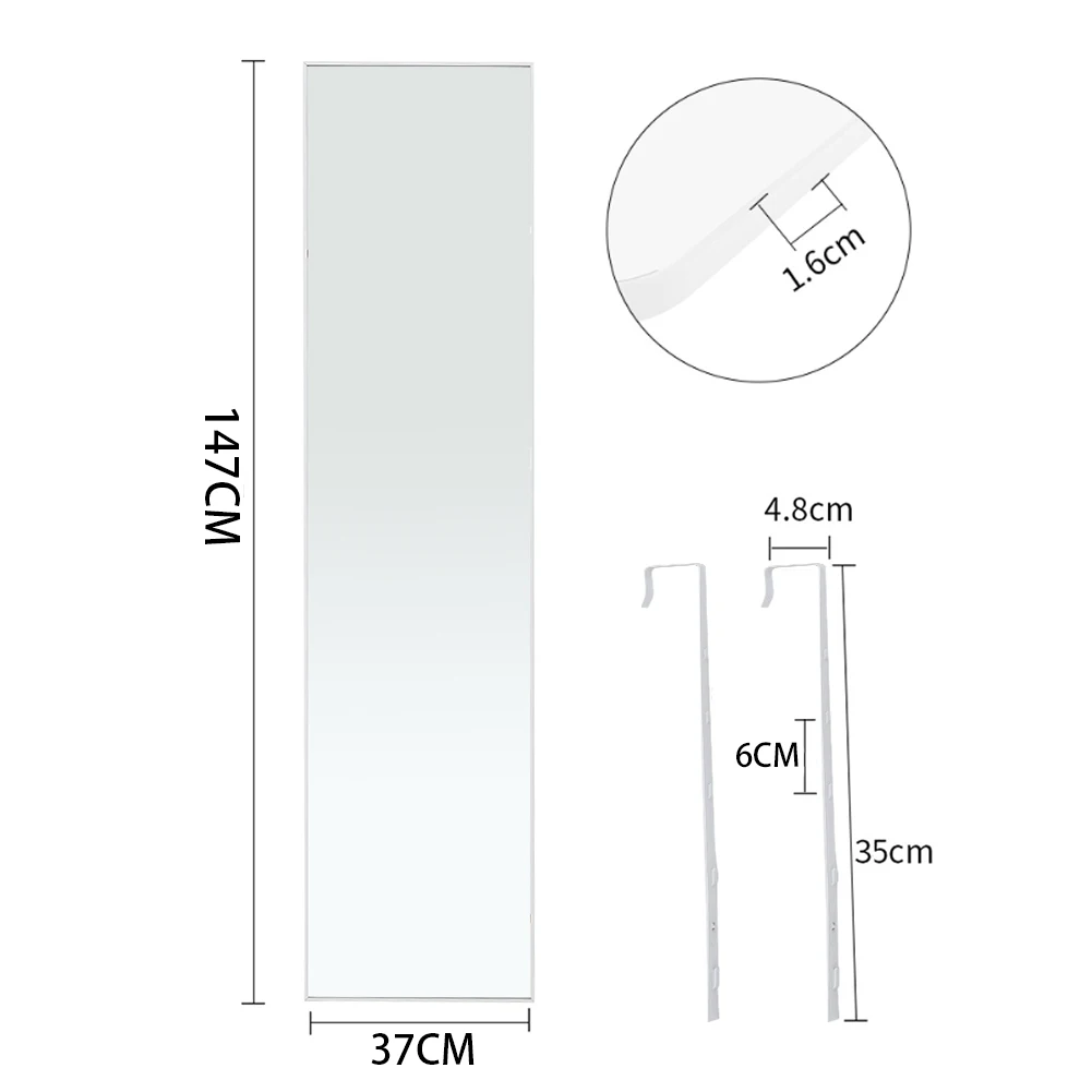 Metal Frame Over the Door Full Length Mirror on the wall,37cm W x 147cm H
