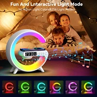 LED Smart Wake Up Light RGB Night Light with Wireless Speaker 15W Wireless Rechargeable Desk Lamp for Bedroom Bedside Game Room 2