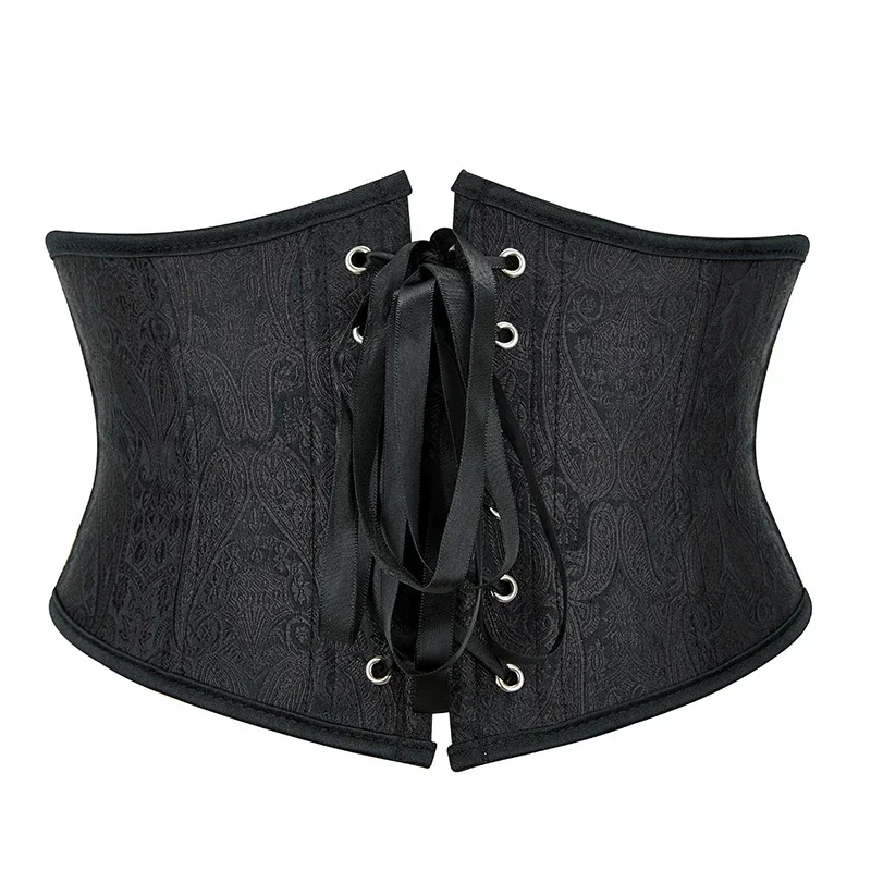 

Women Retro Belt Jacquard Underbust Corset Short Front Strap Clip Waist Corset Top Paired With Decorative Waistband Corset