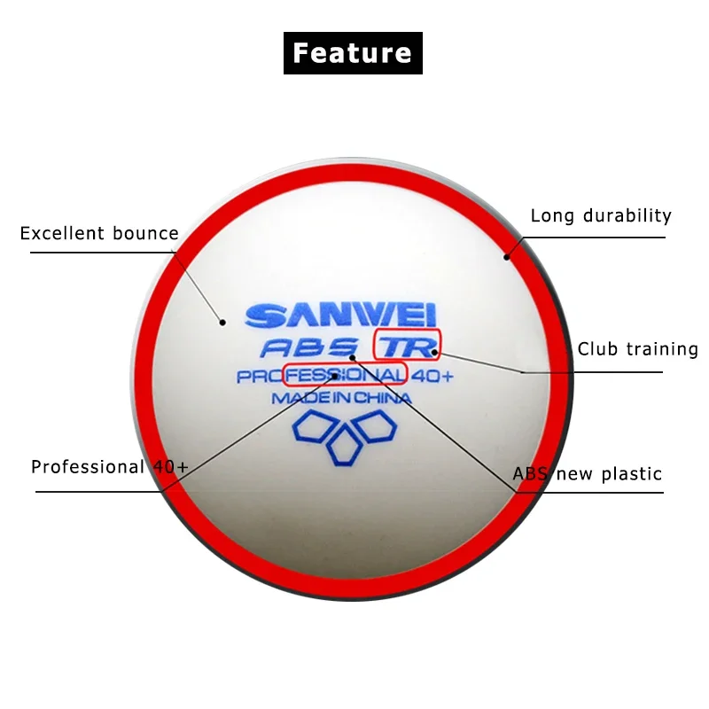 50/100pcs/pack SANWEI TR 3 Stars Professional Table Tennis Balls White 40+ ABS Plastic Material Club Training Ping Pong Ball