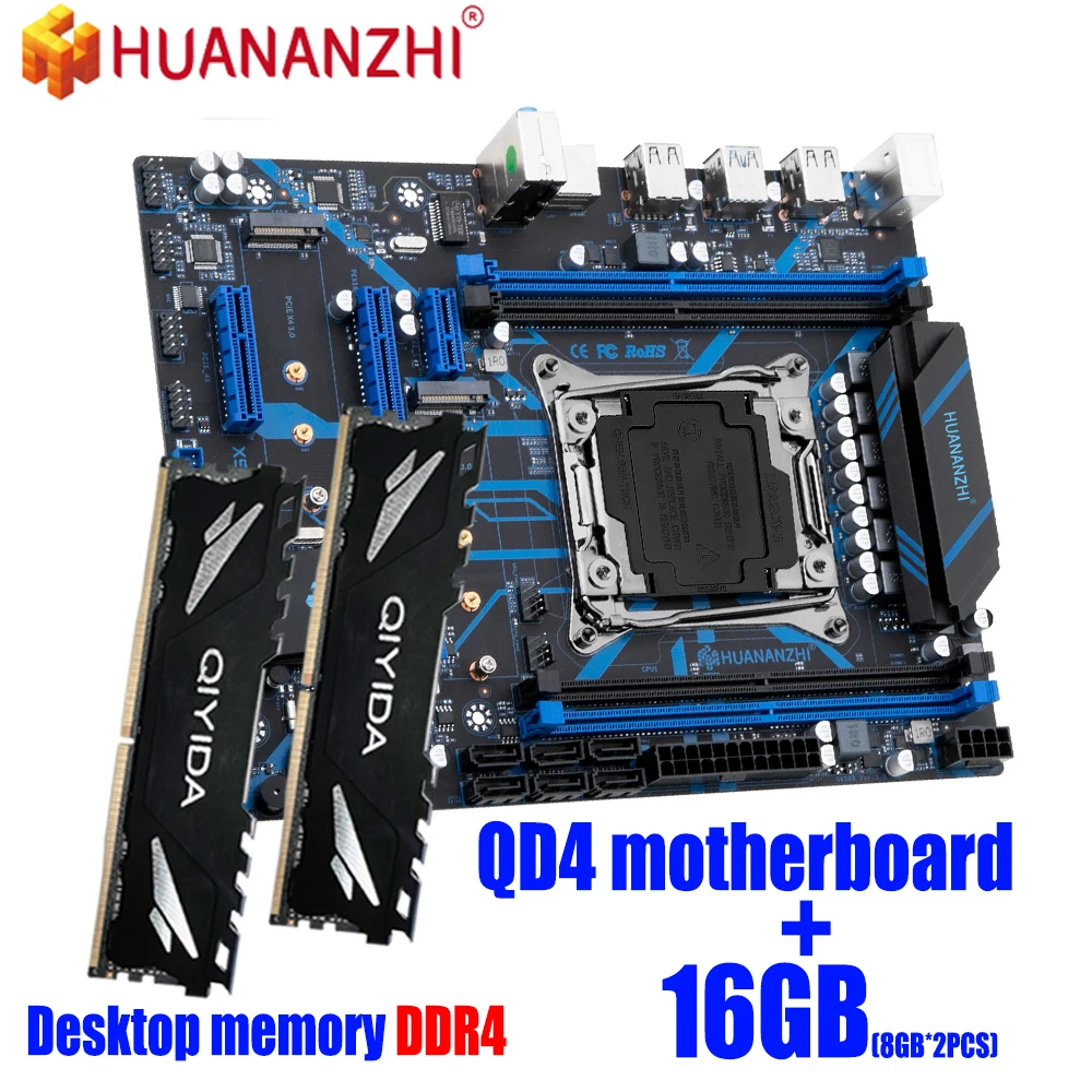 Huananzhi QD4 LGA2011 3 Moederbord Met 2*8G = 16Gb DDR4 3200Mhz Desktop ...