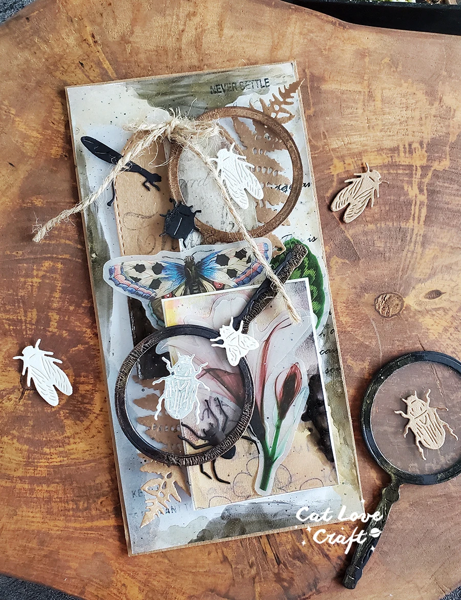 Catlove Insect Magnifying glass Metal Cutting Dies Scrapbooking Stencil Die Cuts Card Making Craft Embossing New Dies For 2022