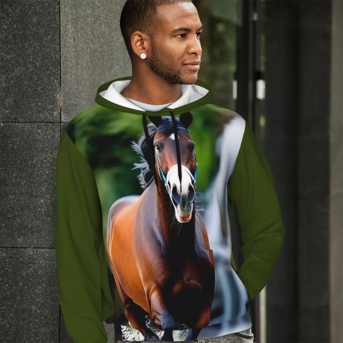 

A Running Horse Loose Hoodies Male Beautiful Animal Casual Hoodie Autumn y2k Cute Basic Hooded Shirt Big Size